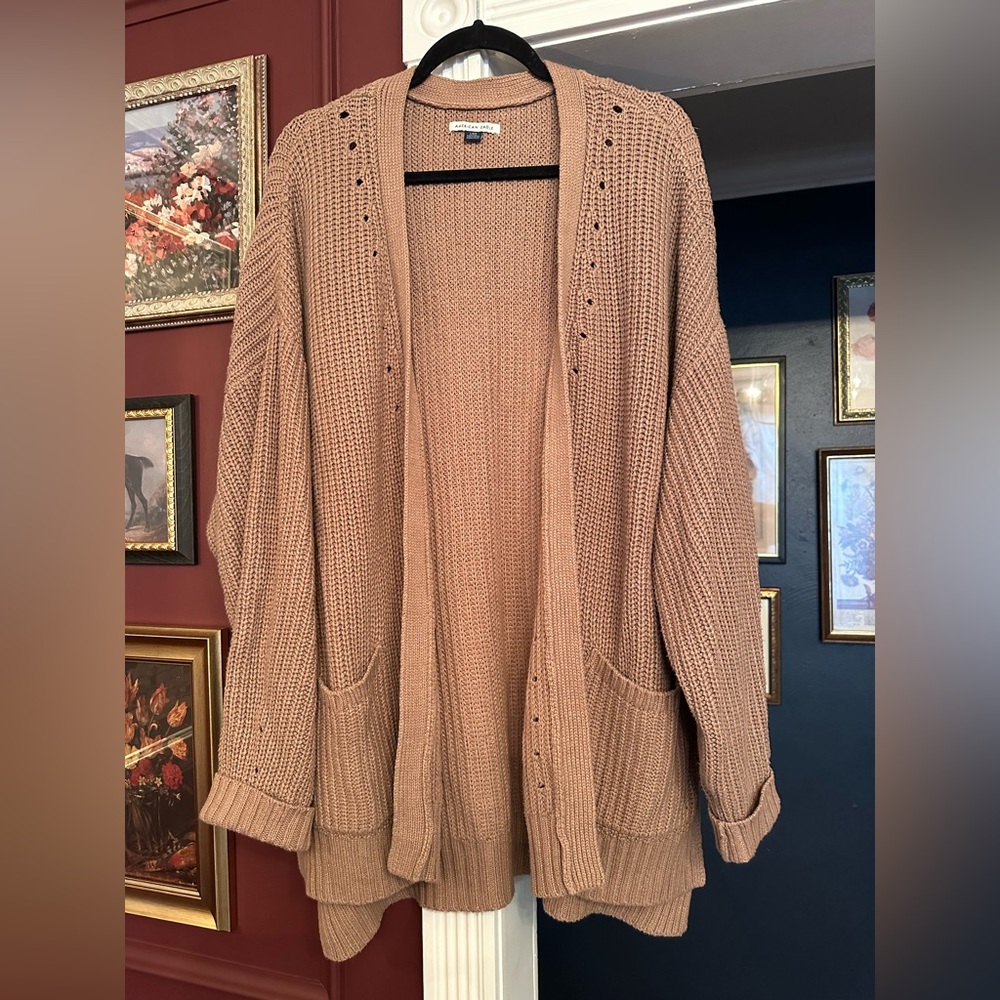 American Eagle Outfitters Brown Knit Cardigan Size Large